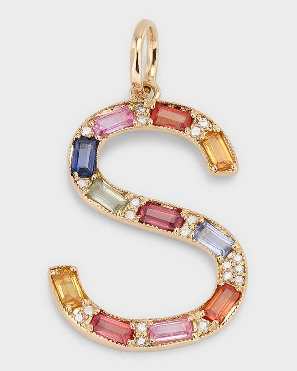 Multi-Sapphire and Diamond Initial Pendant, S