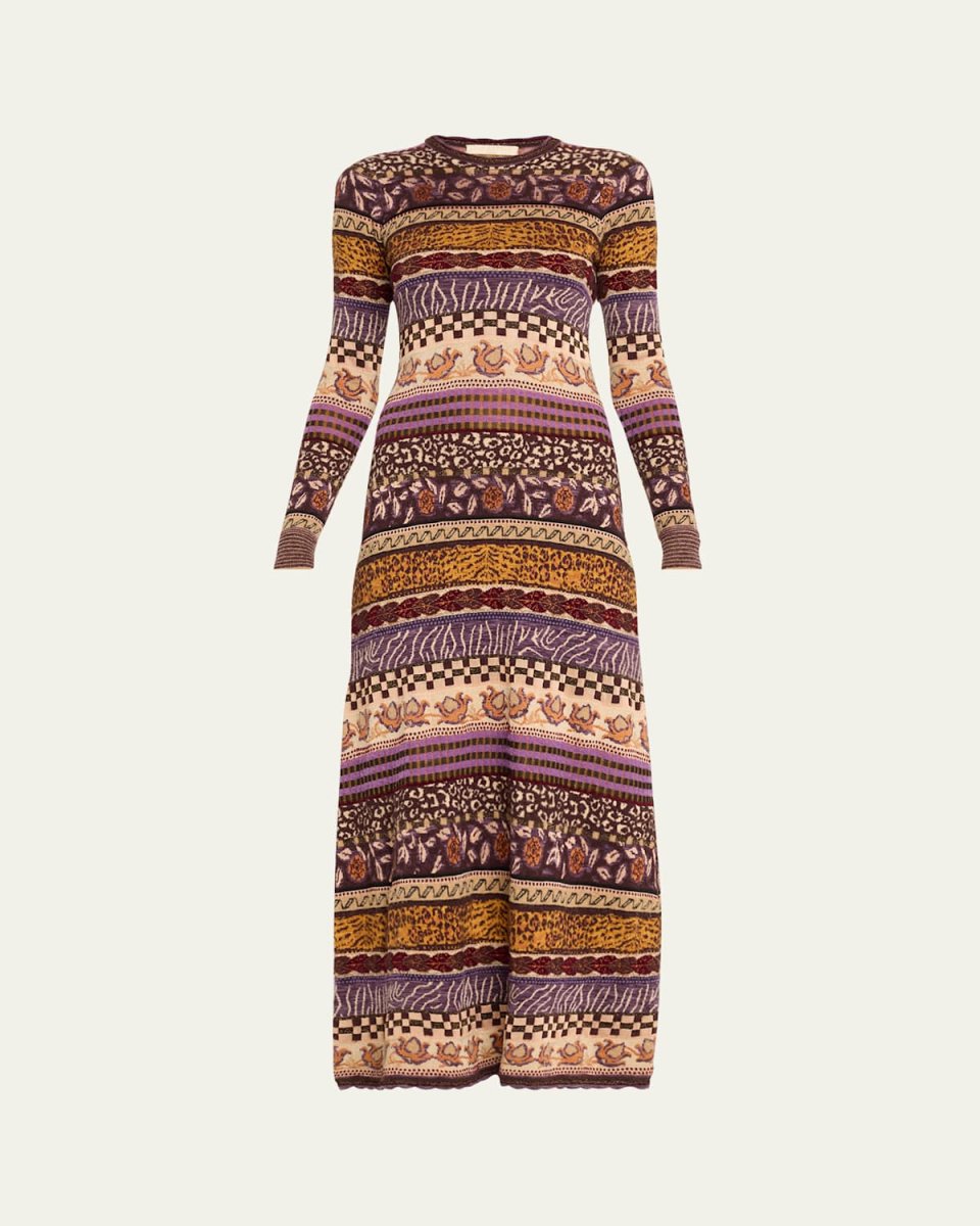 Paloma Multi-Print Wool-Blend Midi Dress