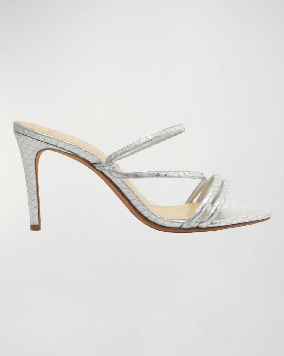 Eve Metallic Four-Band Slide Sandals