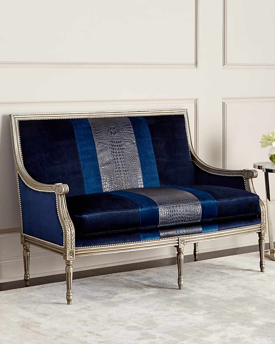 Lilah Navy Colorblock Settee