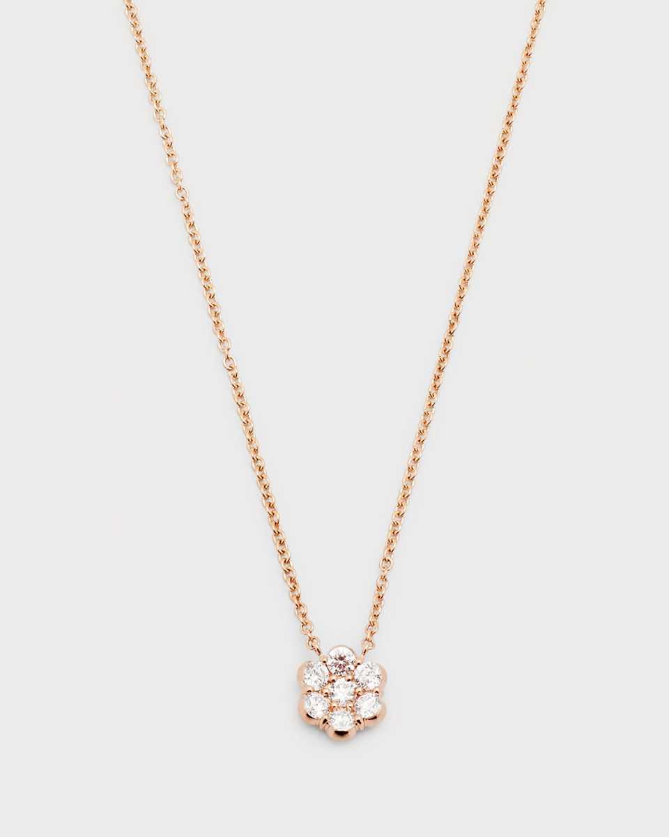 18k Rose Gold Flower Diamond Pendant Necklace