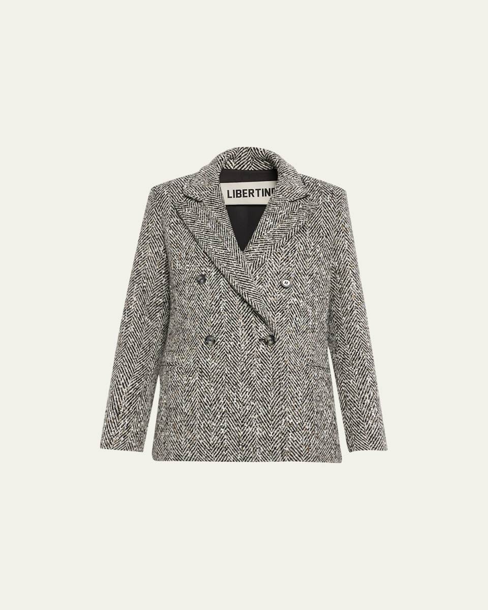 White Birch Embellished Double-Breasted Blazer