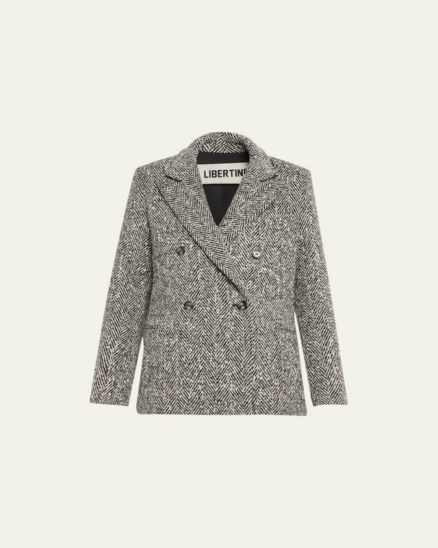 White Birch Embellished Double-Breasted Blazer