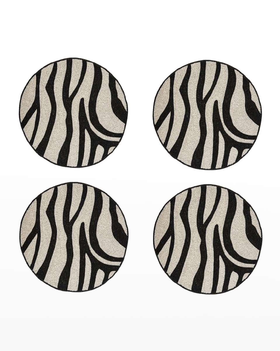 Beaded Zebra Coasters, Set of 4
