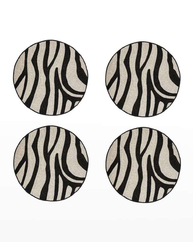 Beaded Zebra Coasters, Set of 4