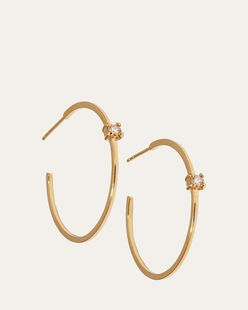 33mm Medium Solo Oval Hoops with Diamonds