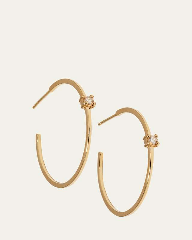 33mm Medium Solo Oval Hoops with Diamonds