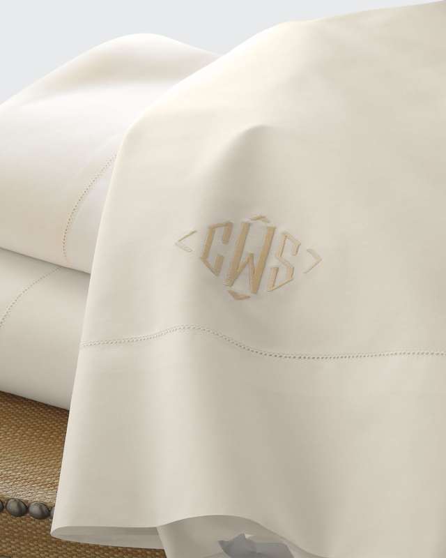 Positano Hemstitch Fitted Sheet, FULL