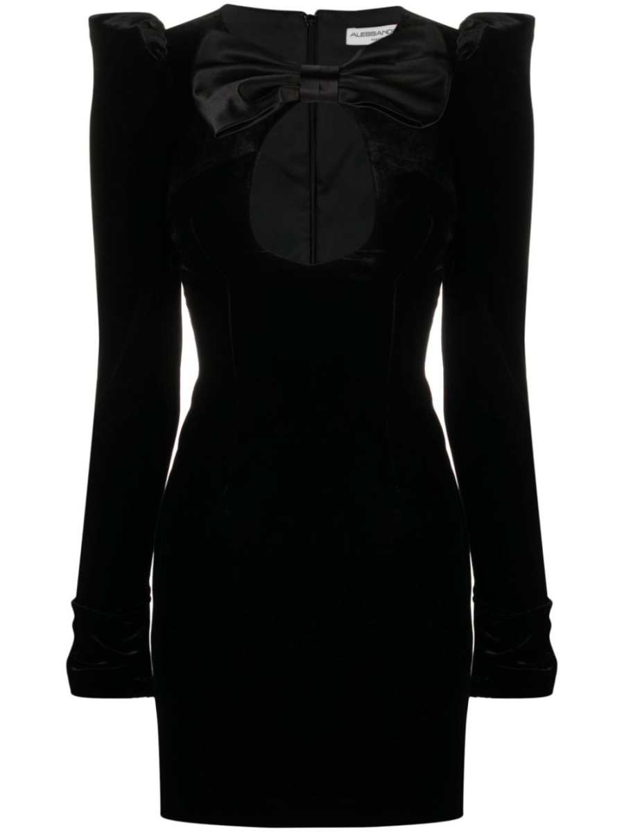 bow-detail velvet minidress