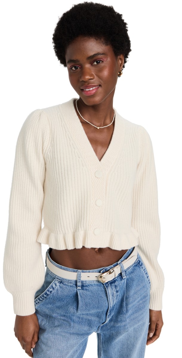 LoveShackFancy Adessa Cardigan Cream