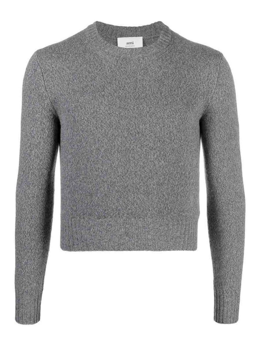 Ami Paris Pull Col Rond - Gris