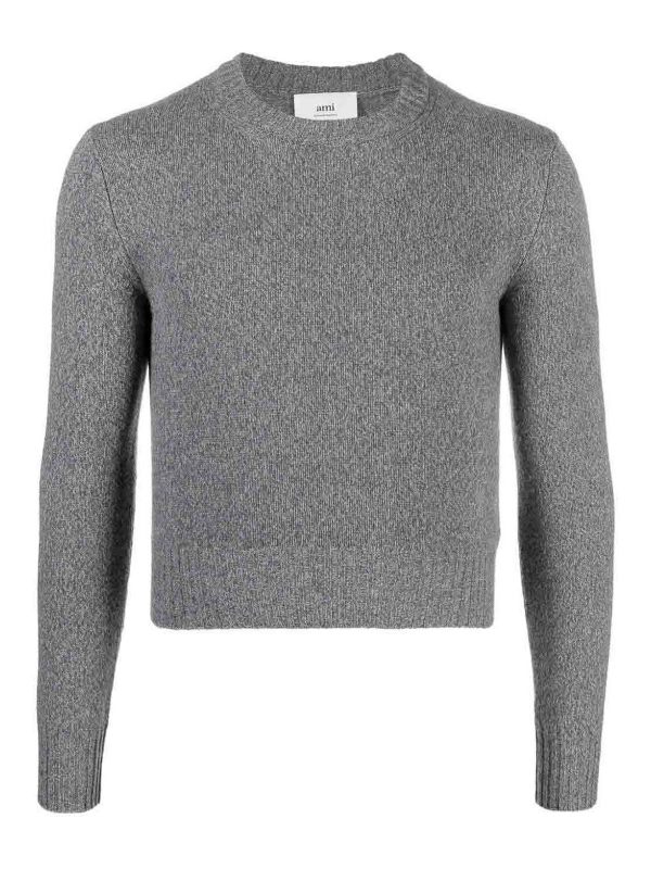 Ami Paris Pull Col Rond - Gris