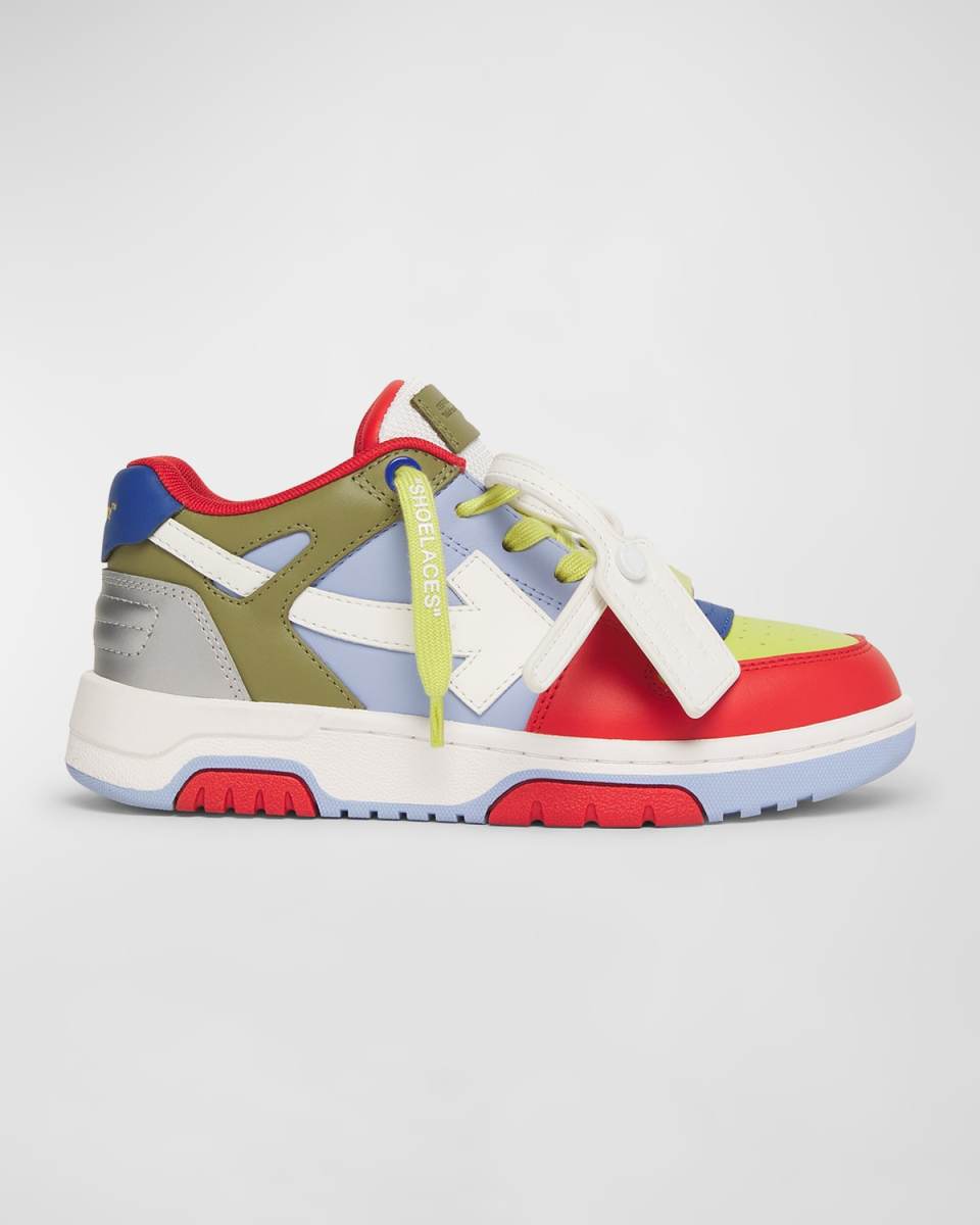 Boy's Out Of Office Tricolor Leather Sneakers, Kids