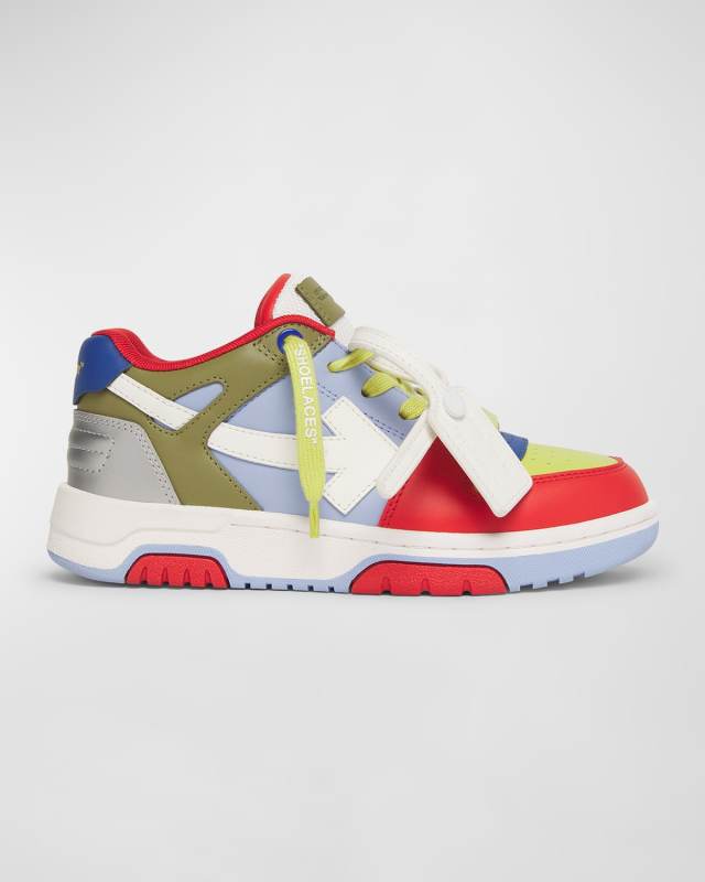 Boy's Out Of Office Tricolor Leather Sneakers, Kids