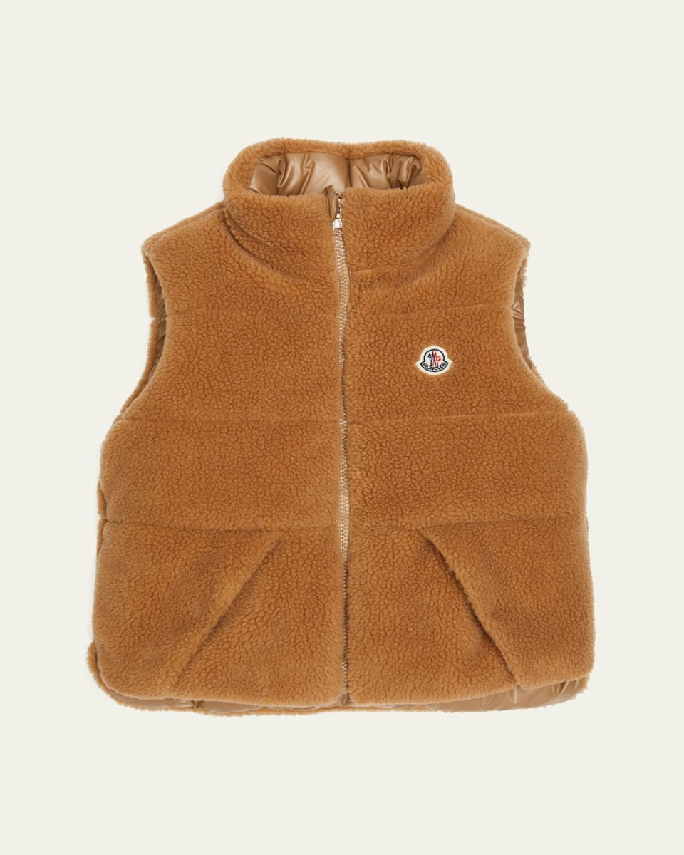 Boy's Colbricon Faux Fur Logo Embroidered Vest, Size 8-14
