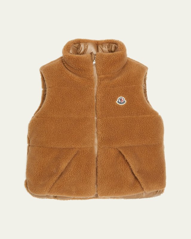 Boy's Colbricon Faux Fur Logo Embroidered Vest, Size 8-14