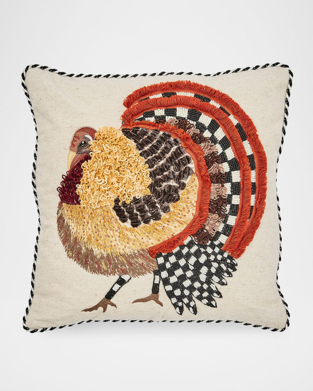 Turkey Trot Embellished Throw Pillow