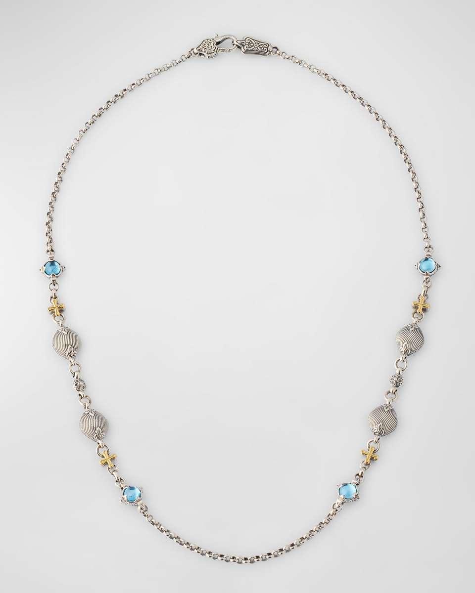 Silver and Gold Blue Topaz Necklace