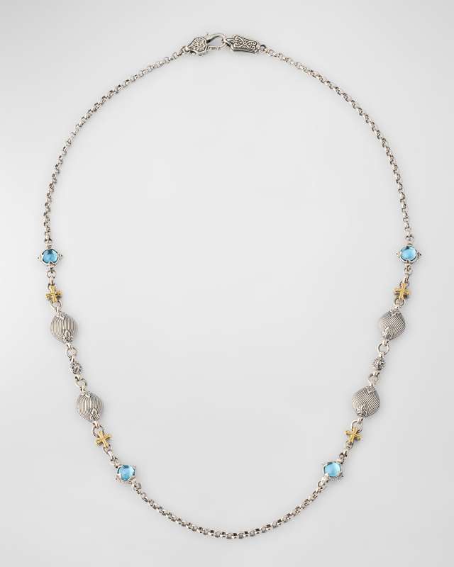 Silver and Gold Blue Topaz Necklace