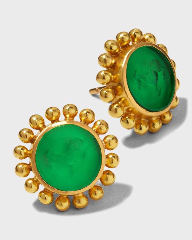 19K Crystal 'Tiny Horse' Stud Earrings