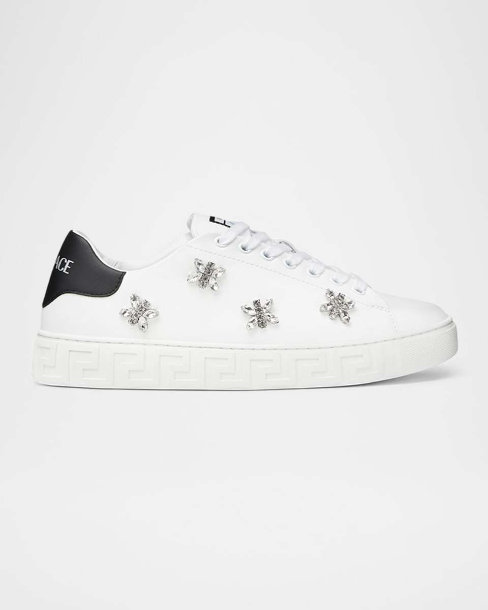 La Greca Floral Crystal Low-Top Sneakers