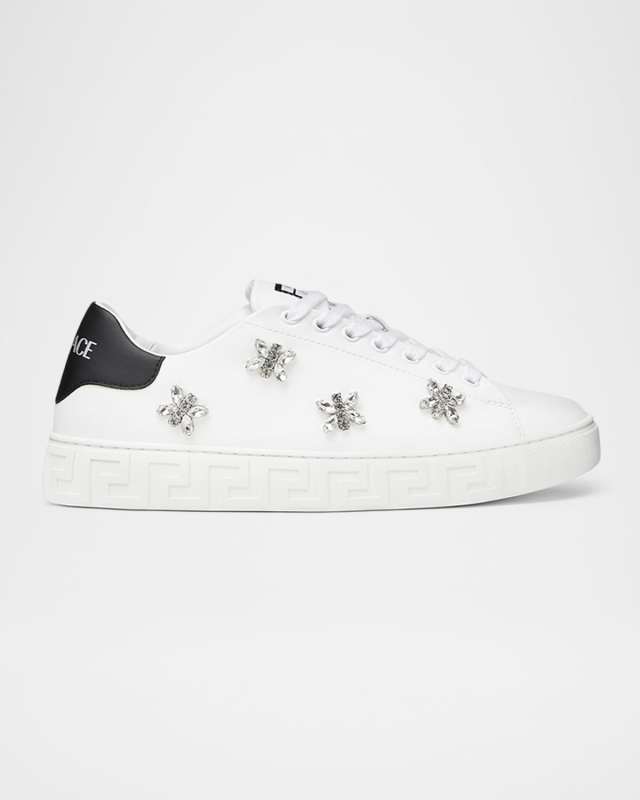 La Greca Floral Crystal Low-Top Sneakers