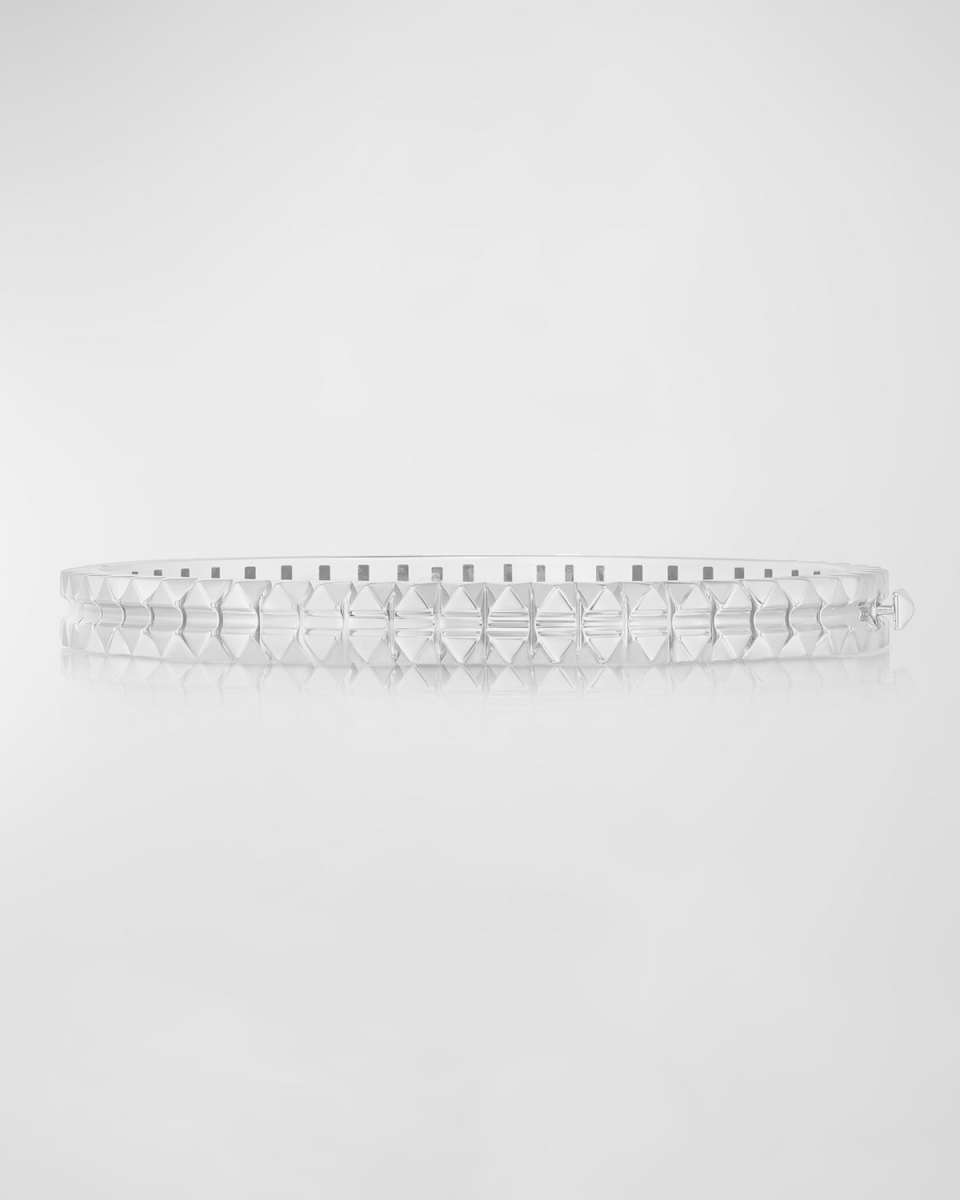 Rock and Diamonds 18k White Gold Bangle Bracelet, 46x56mm