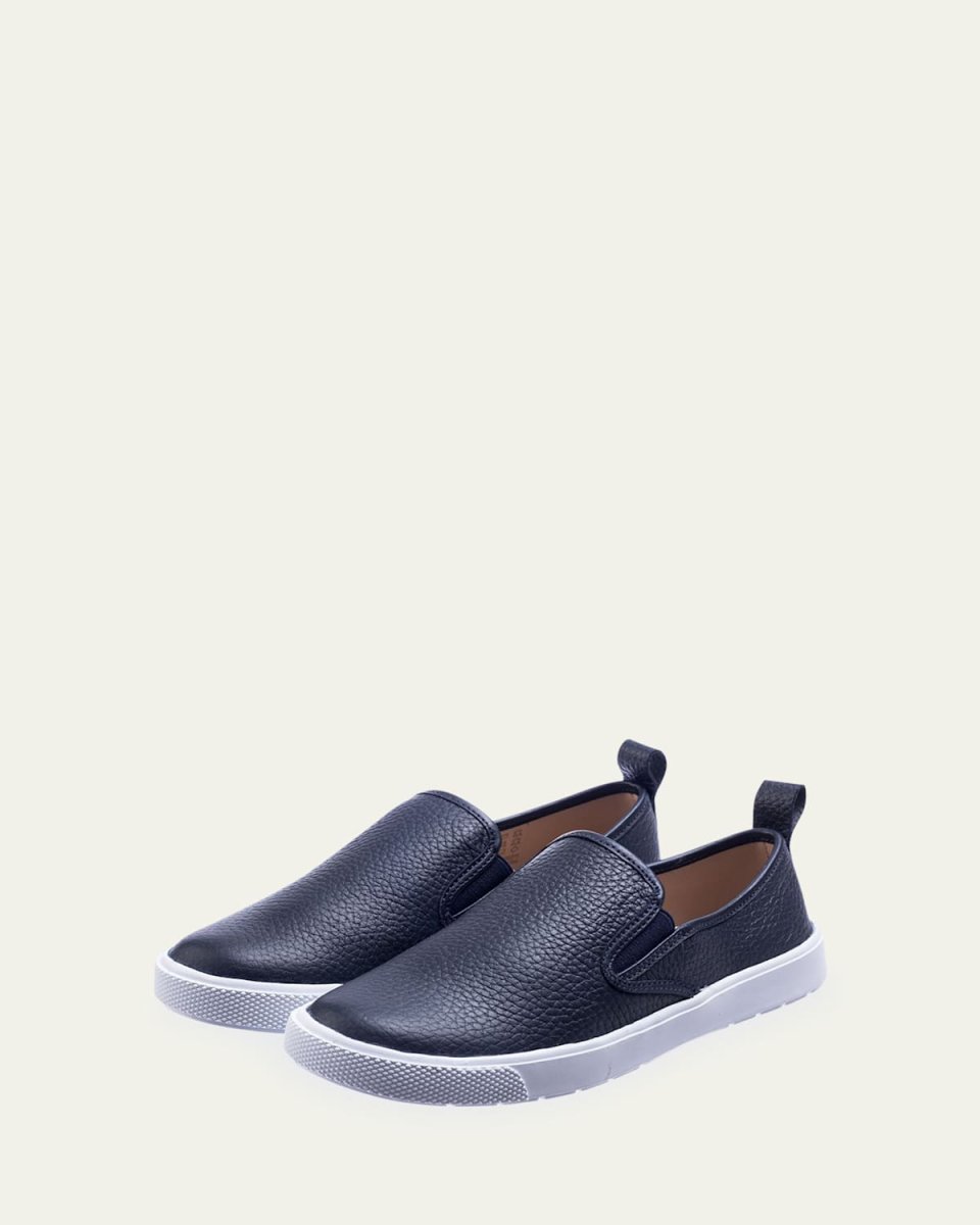 Boy's Slip-On Leather Sneakers, Toddler/Kids