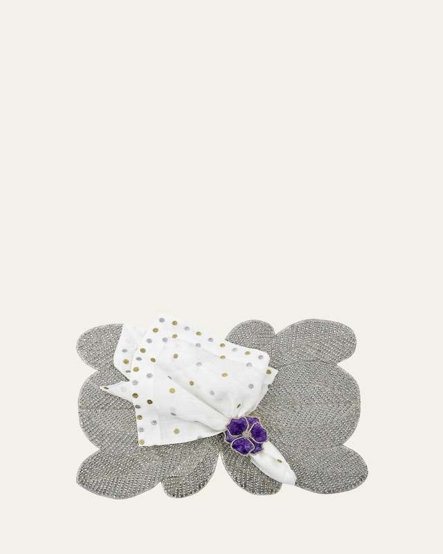 Peacock Hand-Beaded Placemat, Silver