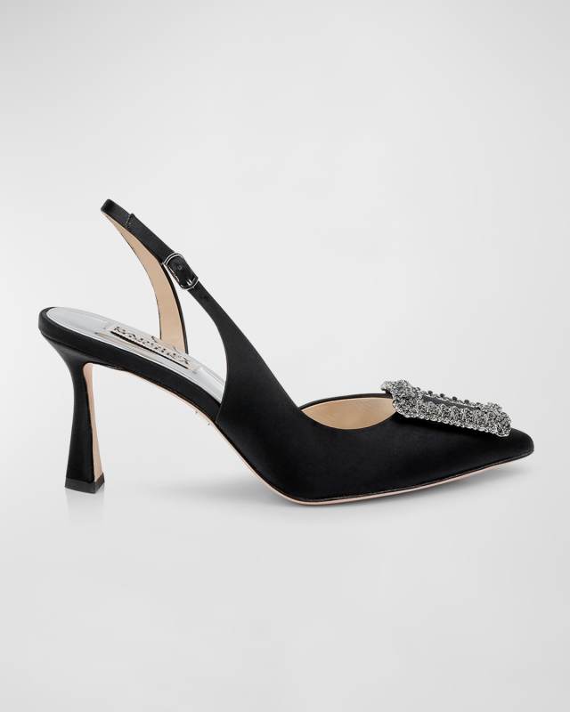 Enida Satin Buckle Slingback Pumps