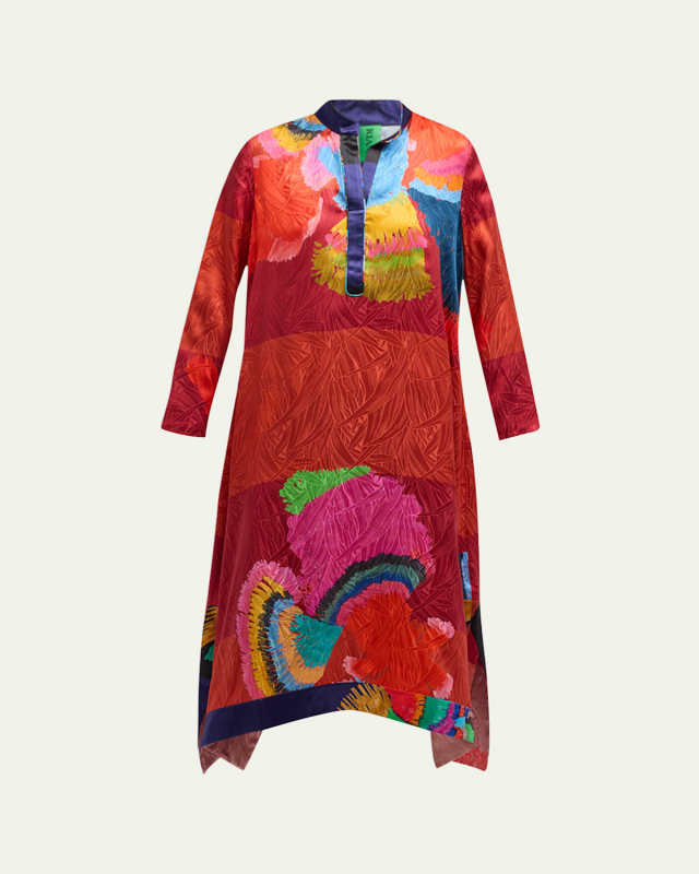 Niki Abstract High-Low Silk Kaftan