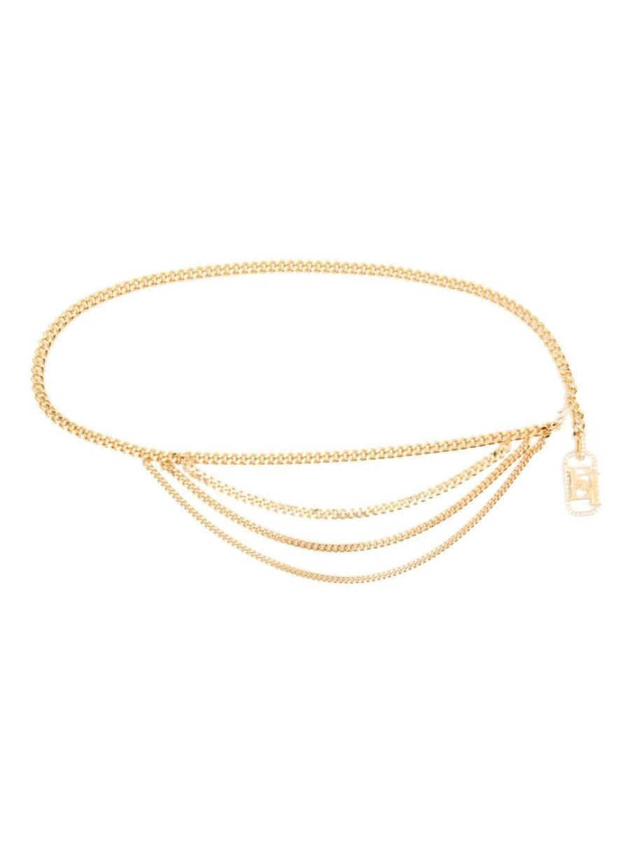 logo-buckle chain-link belt