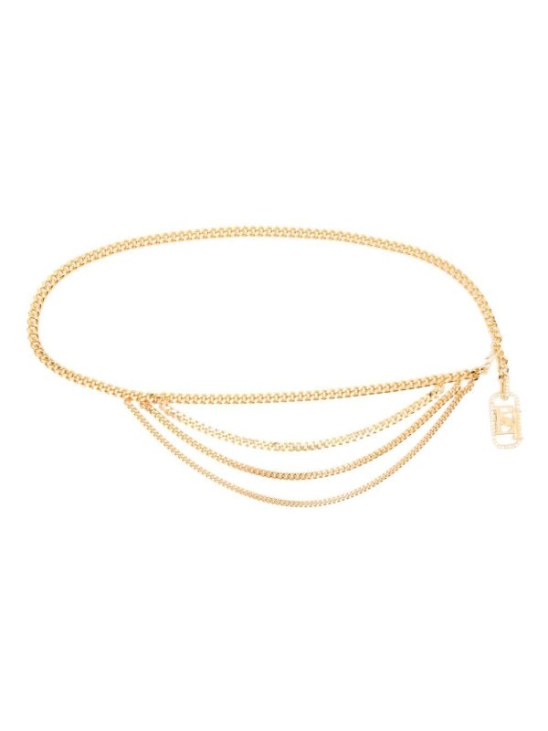logo-buckle chain-link belt