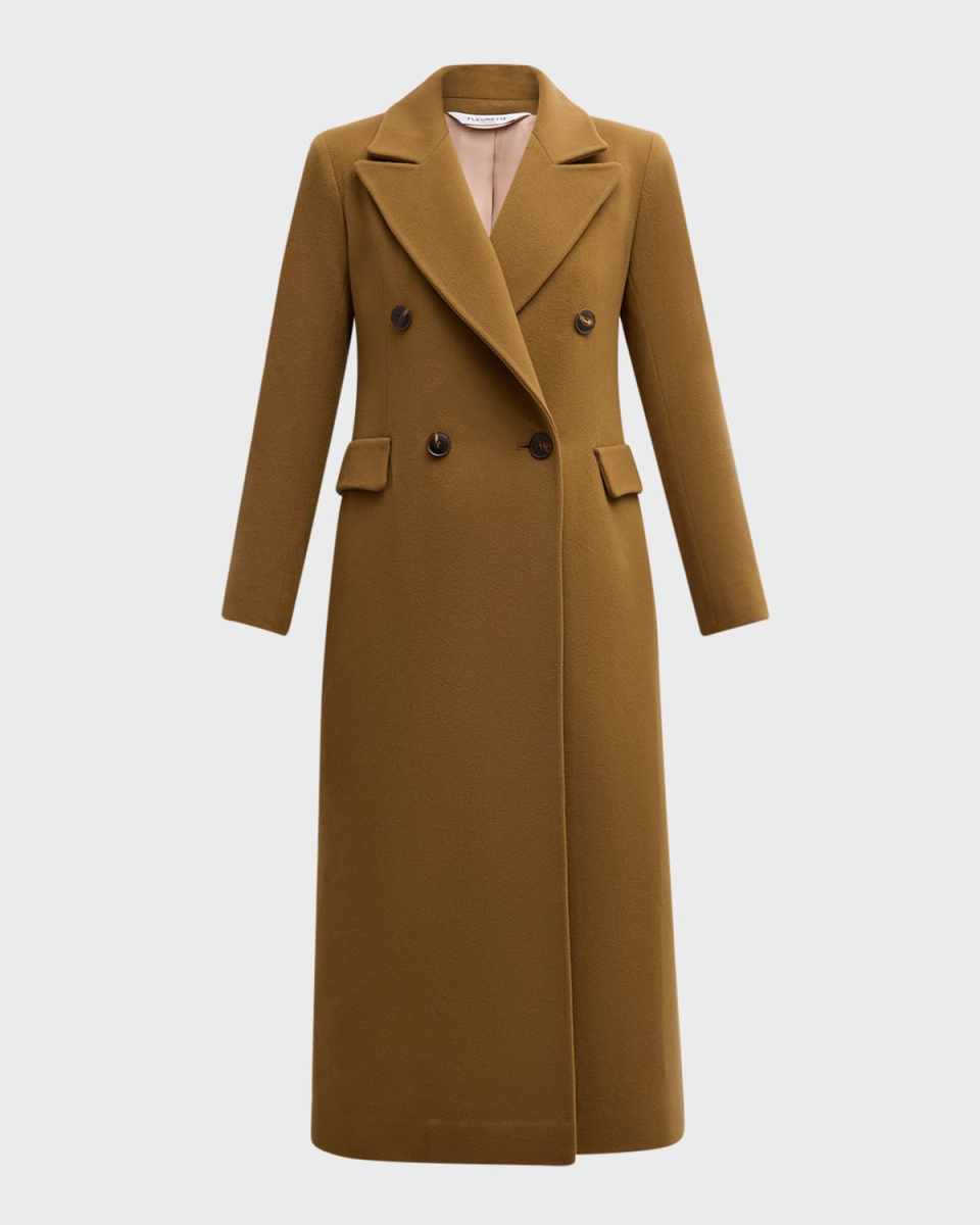 Isla Double-Breasted Long Cashmere Coat