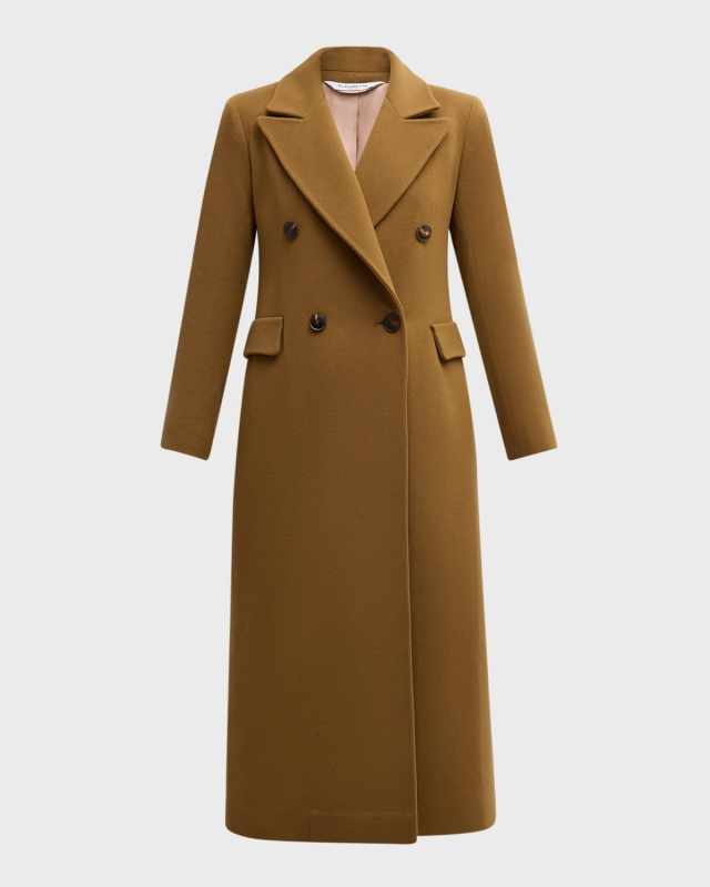 Isla Double-Breasted Long Cashmere Coat