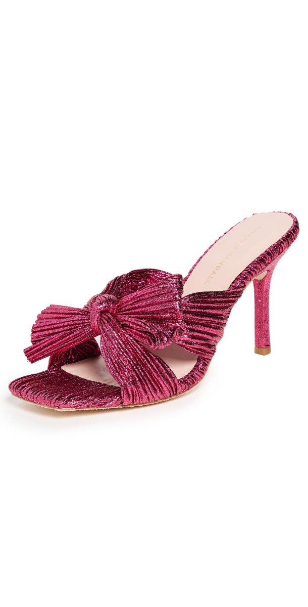 Loeffler Randall Claudia Pleated Skinny Heel Mules Fuchsia