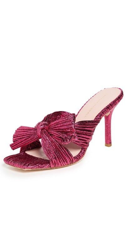 Loeffler Randall Claudia Pleated Skinny Heel Mules Fuchsia
