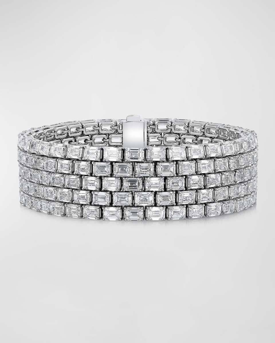 Platinum and Diamond Stacked 5 Row Bracelet, 7", 57.49tcw