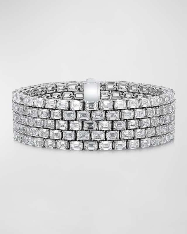 Platinum and Diamond Stacked 5 Row Bracelet, 7", 57.49tcw