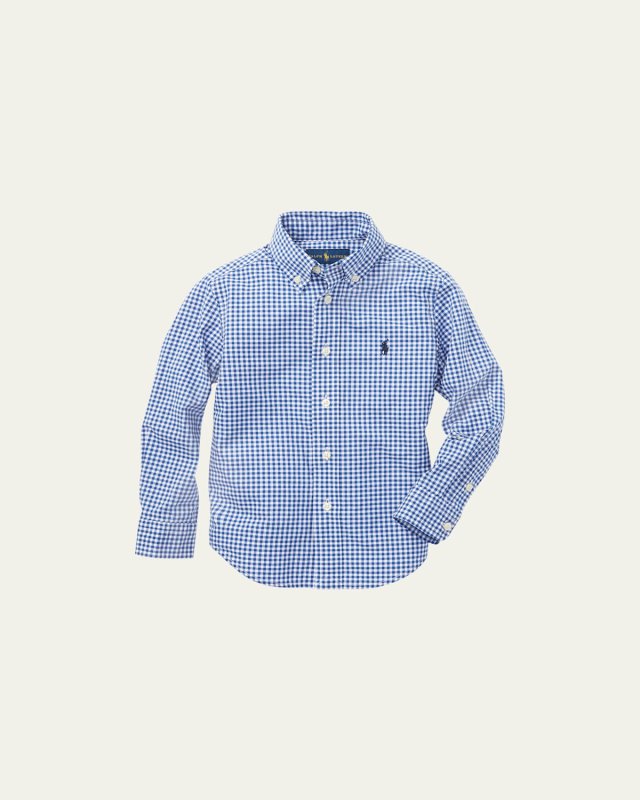 Poplin Woven Gingham Sport Shirt, Size 2-