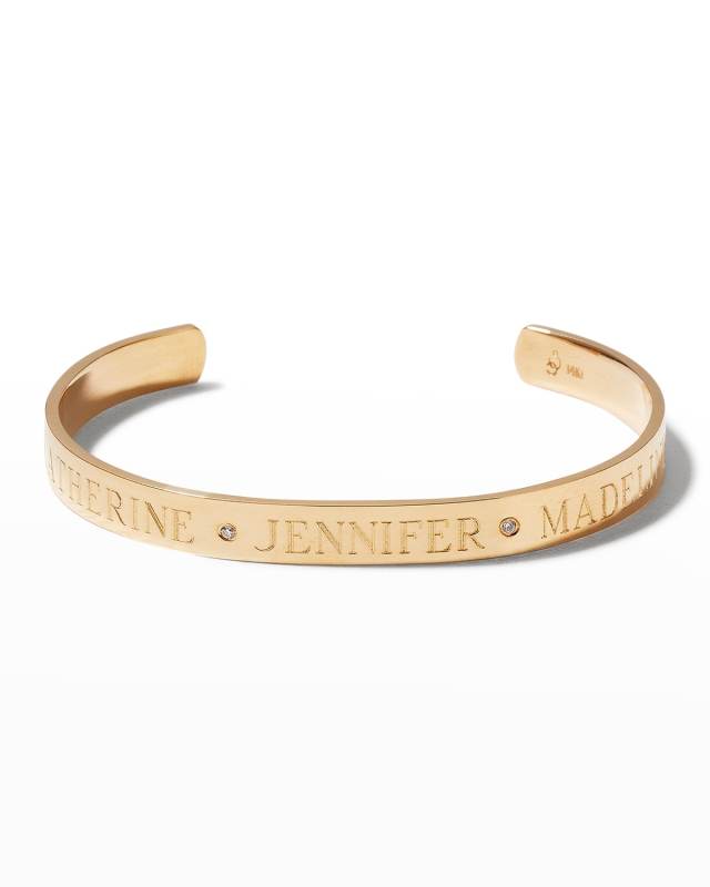 Ciela 14K Gold Trio Name Cuff with Accent Diamonds