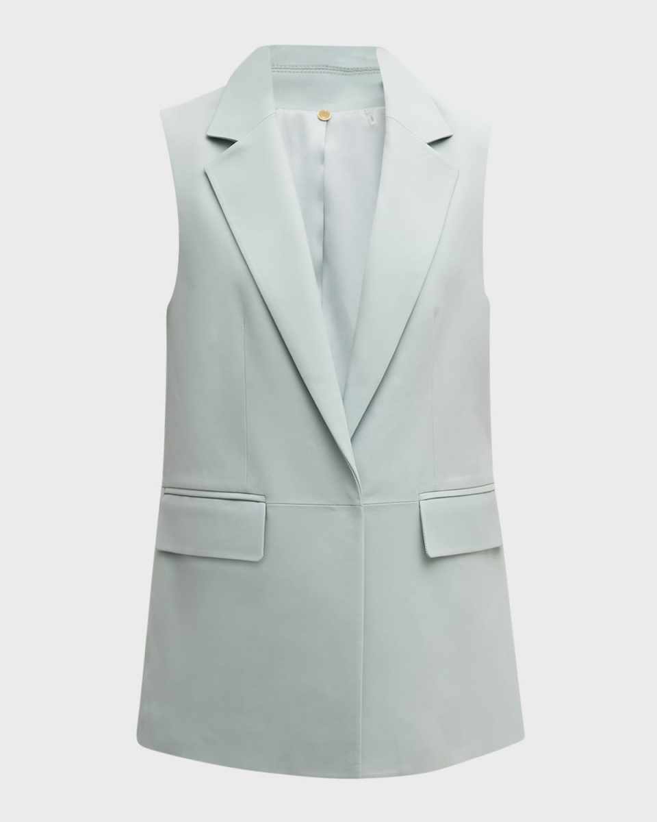 Diana Notched-Collar Leather Vest
