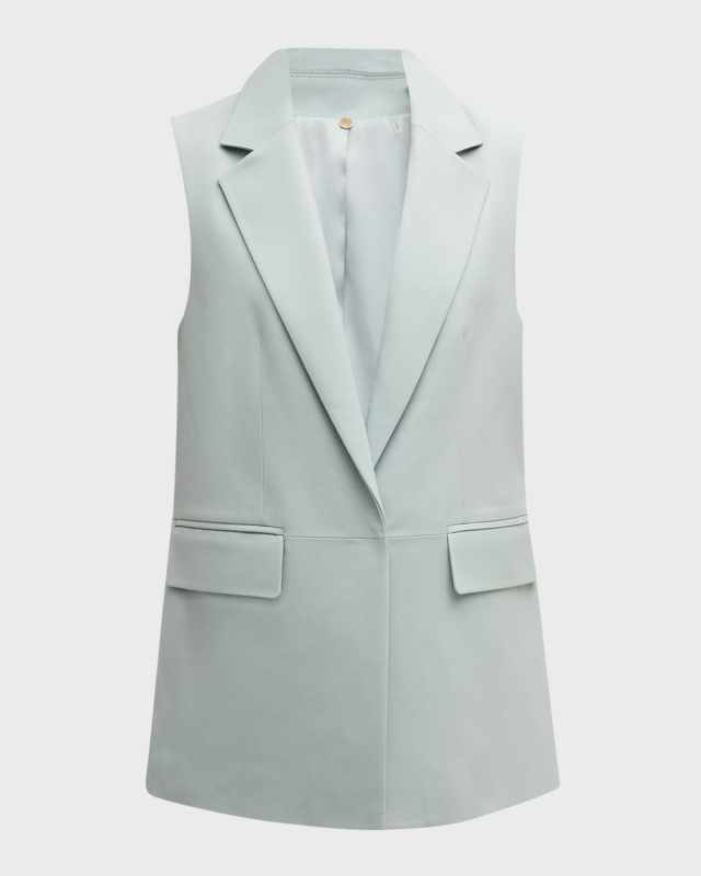 Diana Notched-Collar Leather Vest