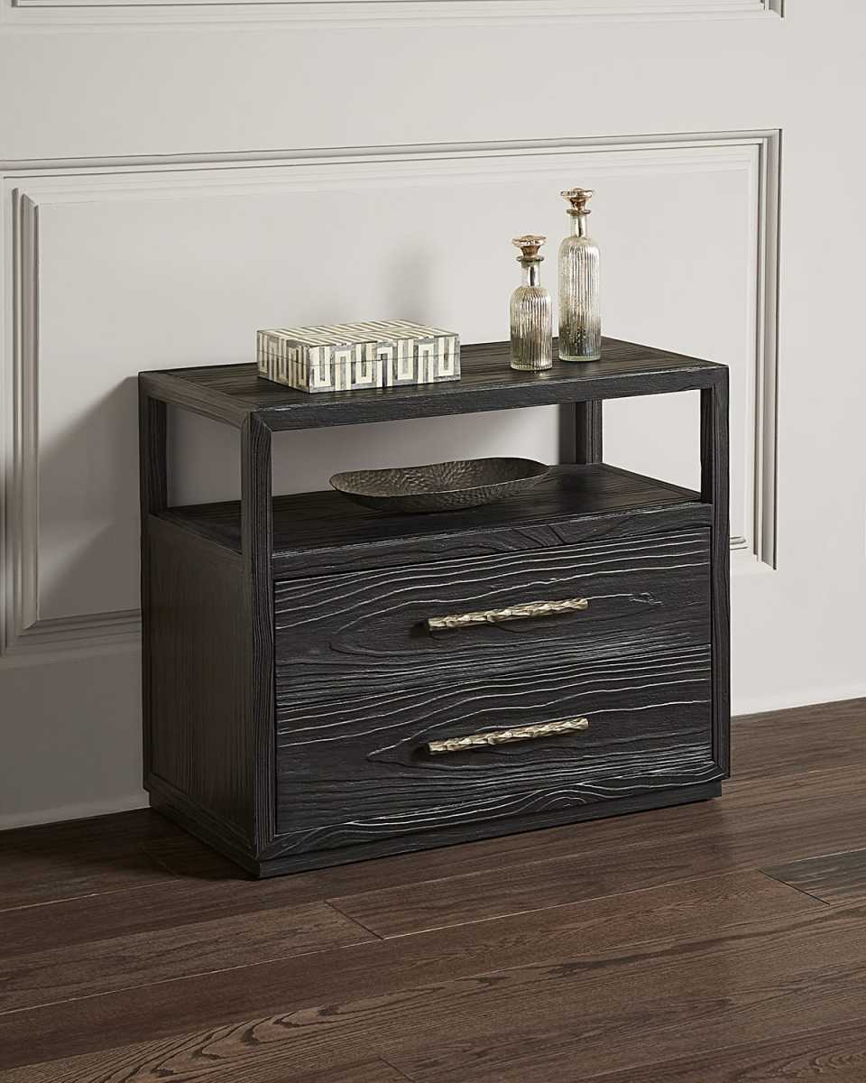 Shou Sugi Ban Two-Drawer Nightstand