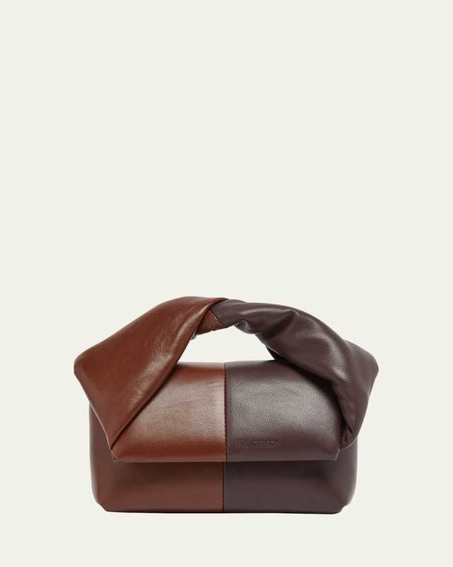 Small Twister Two-Tone Leather Top Handle Bag
