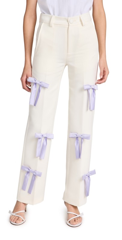 Tanner Fletcher Willie Bow Trousers Ivory/Lavender