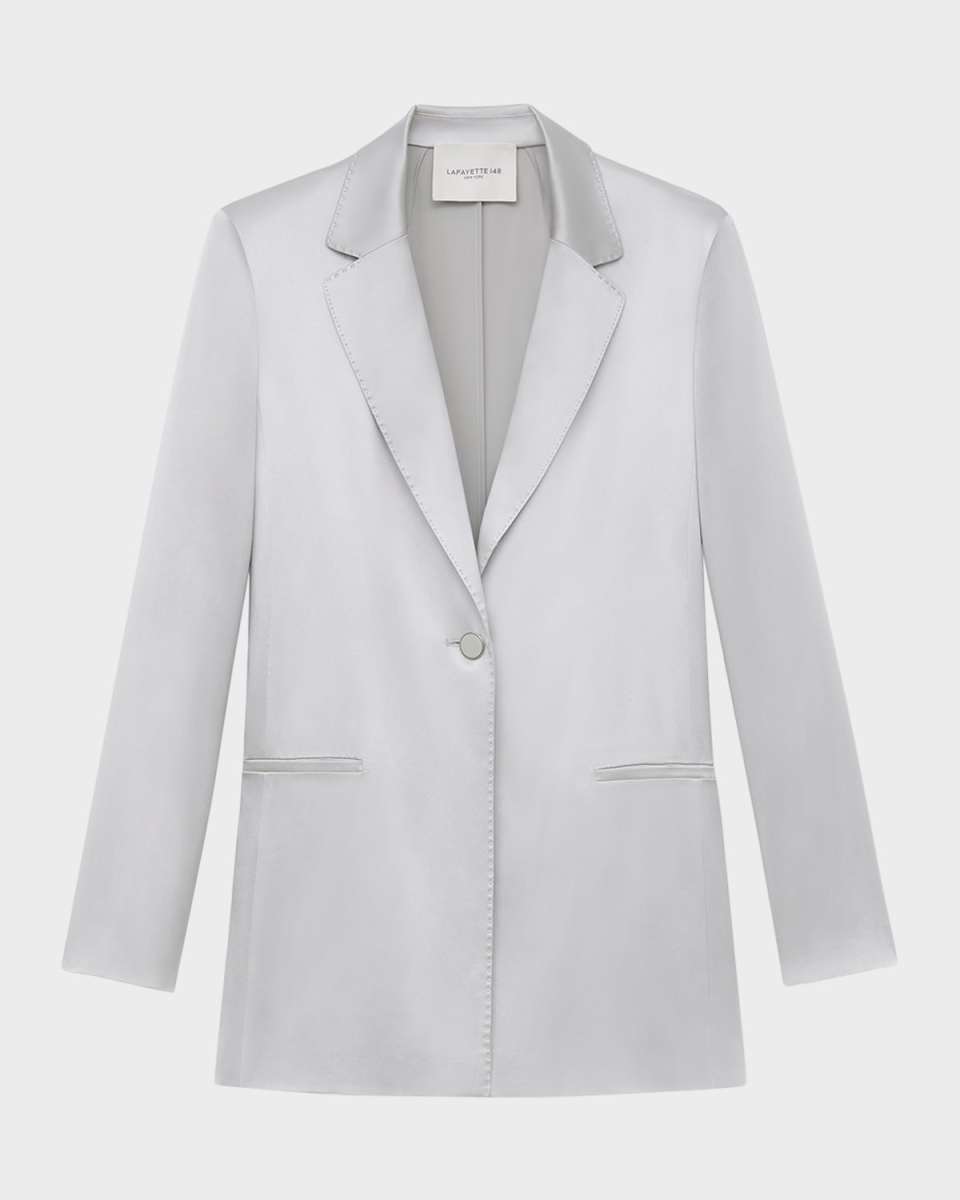 Welt Pocket Satin Single-Breasted Blazer Jacket
