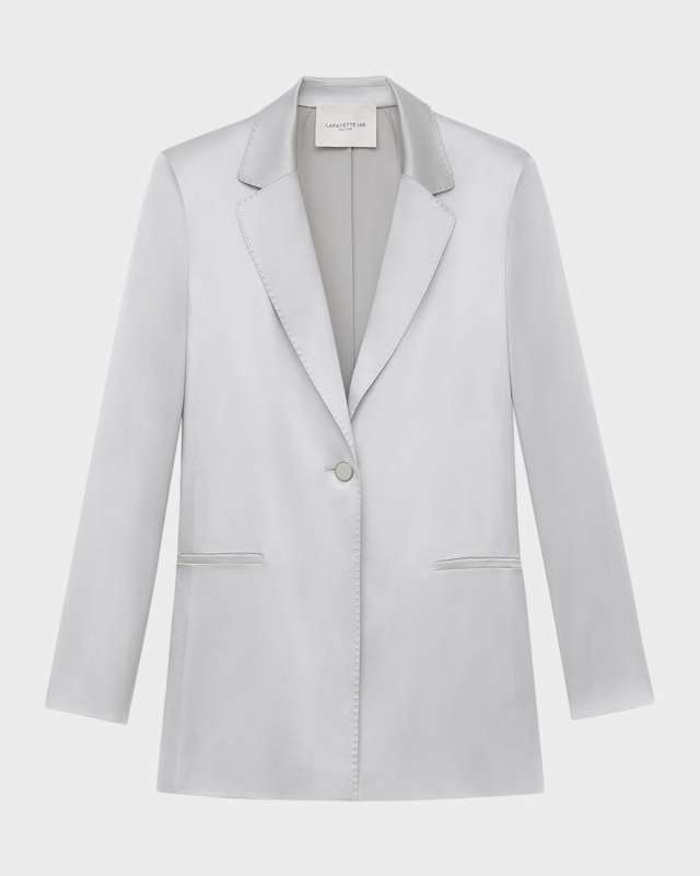 Welt Pocket Satin Single-Breasted Blazer Jacket
