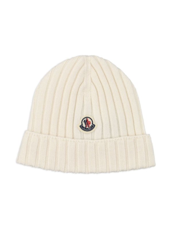 logo patch ribbed beanie