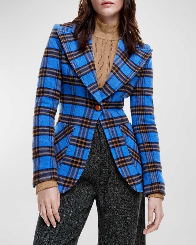 Birkin Plaid Single-Breasted Blazer